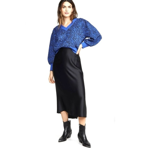 ANTHROPOLOGIE Moon River V Neck Balloon Long Sleeve Pullover Relaxed Fit Sweater - Picture 1 of 8